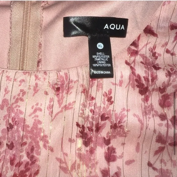 Aqua - pink with gold thread floral tiered dress - Picture 8 of 9